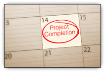 Calendar date with the words Project Completion circled 