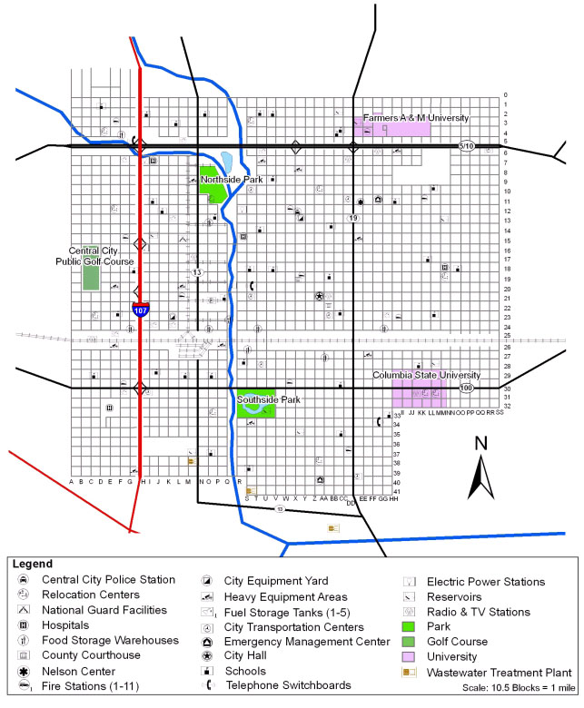 Example map of fictitious Central City’s Waste Water Treatment Plant locations.