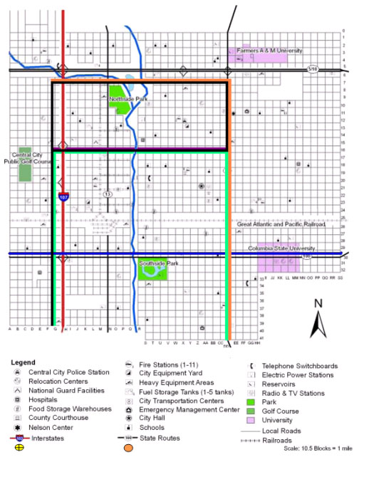 Example Map of fictitious Central City showing the light rail routes.